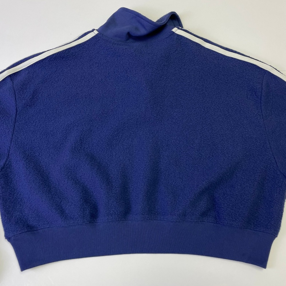 PINK Victorias Secret Navy Blue Cropped Fleece Polo Pullover Sweatshirt Medium - Picture 12 of 16